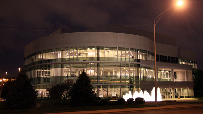 Hammons Hall at night